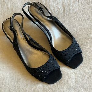 Black Dressy Beaded Sandals. Barely worn. Size 9